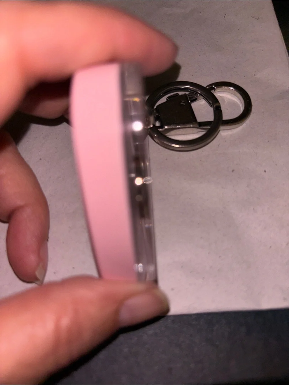 Gucci Pink Striped Heart Keyring with Interlocking GG